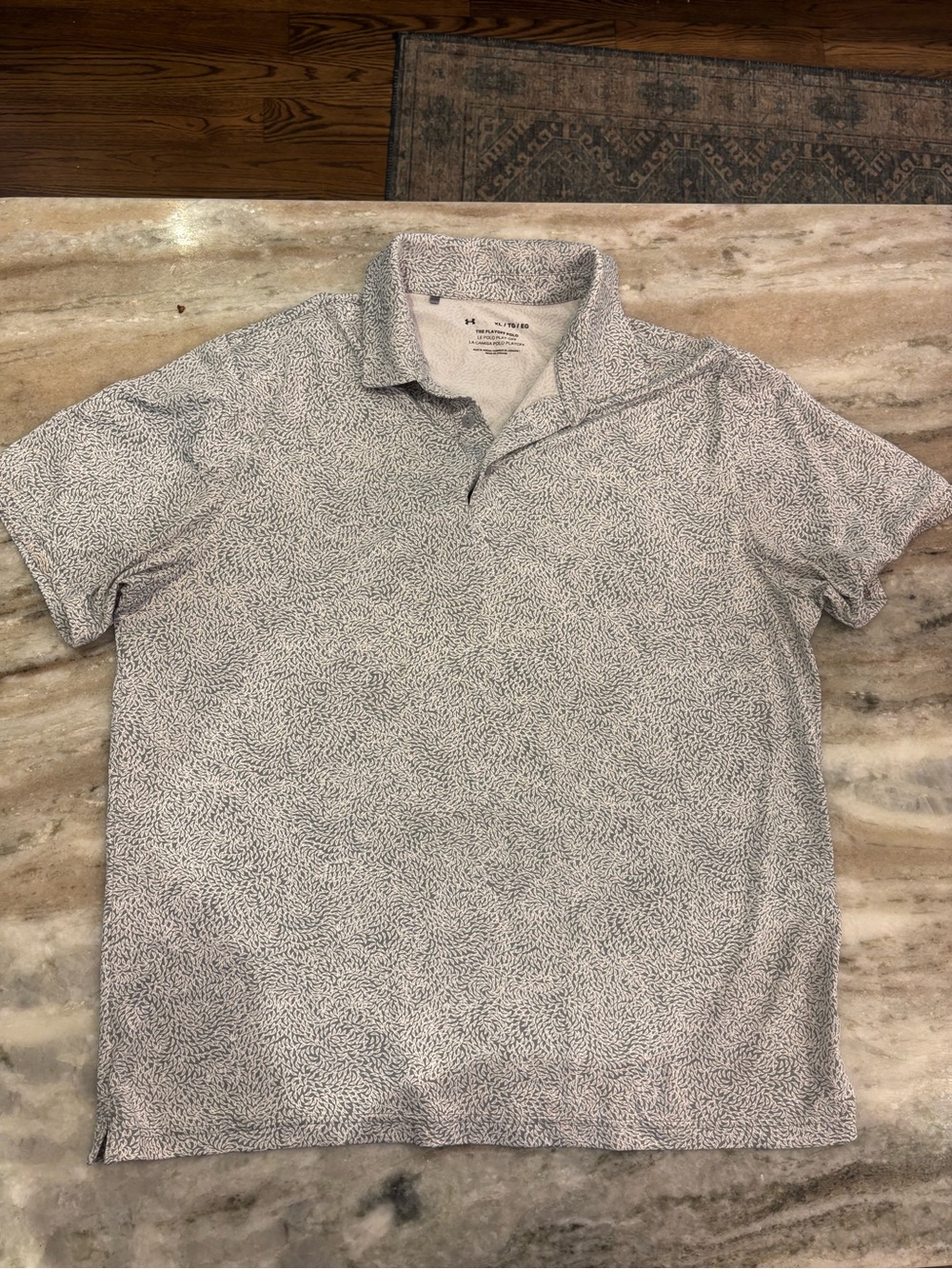 Men's Short Sleeve Under Armor USNA Polo Shirt - Light Gray Microprint, Size XL